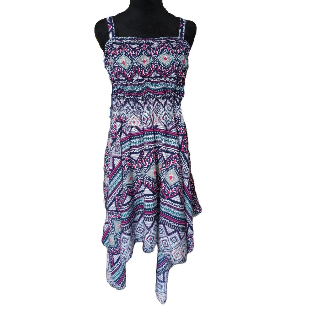 Rima 100% Terivoile Women's 1 Size Fits All Geometric Asymmetrical Dress